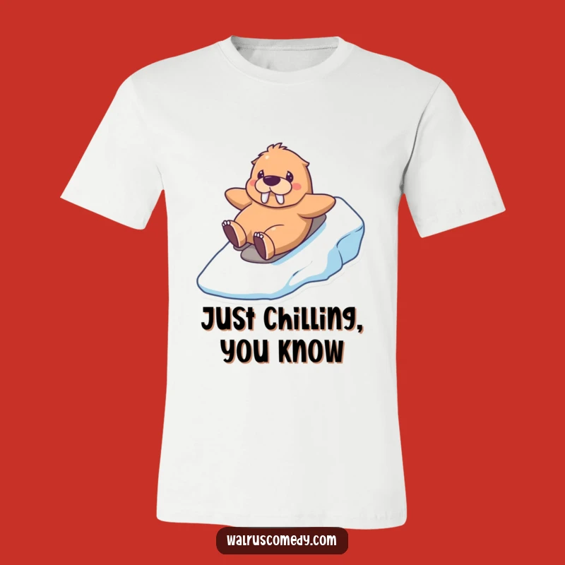 Funny Kawaii Walrus Icy Slide T-Shirt: Embrace Winter's Hilarious Joy