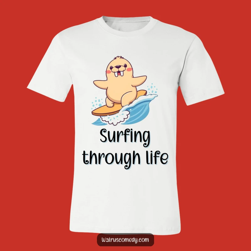 Funny Surfing Walrus T-Shirt - Ocean Joy Rider, Great Funny Gift for Athletes