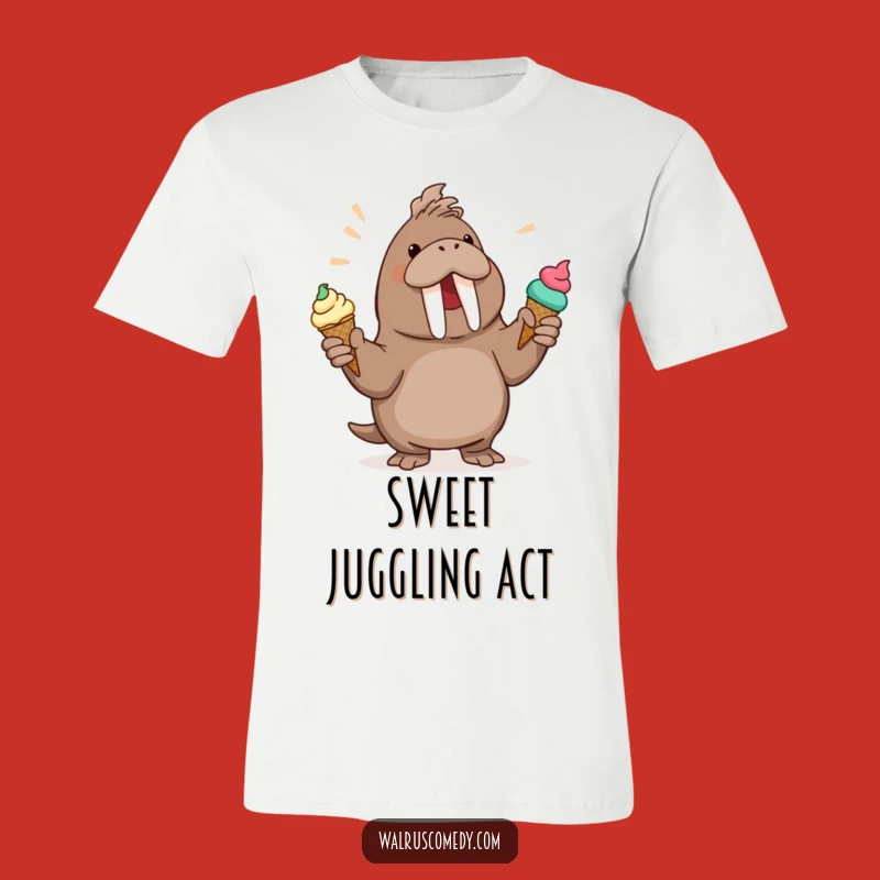 Funny Walrus Juggling Ice Cream T-Shirt: Wearable Hilarious Dessert Fun