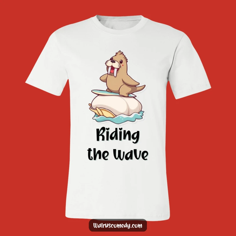 Funny Walrus Surfer T-Shirt - Ride the Clam Wave with Style