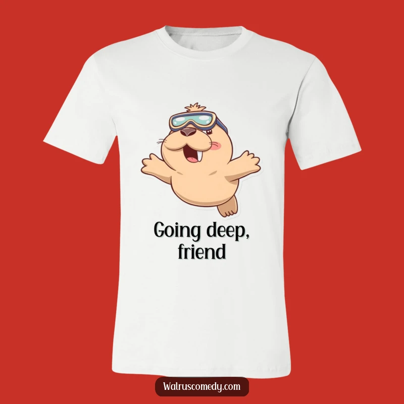 Funny Walrus Diving T-Shirt: Playful Goggles & Smile - Ocean Lover Funny Gift