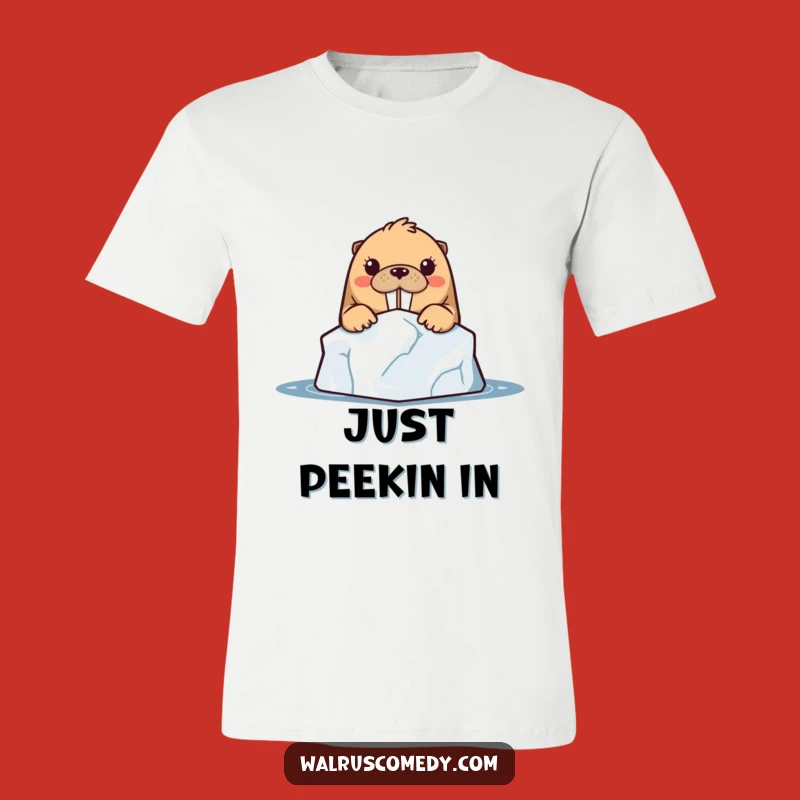 Funny Kawaii Walrus Peek T-Shirt - Embrace Your Curiosity!