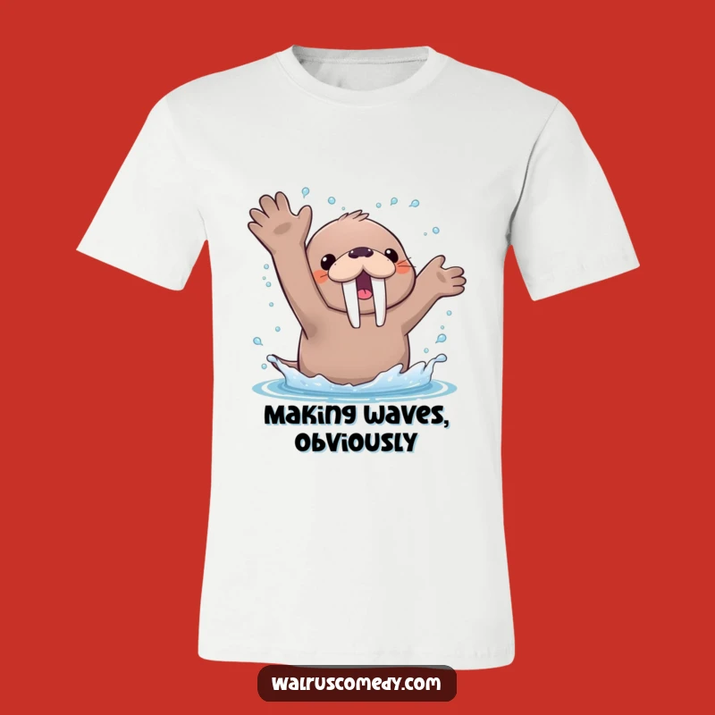 Funny Kawaii Walrus Splashing Tee - Cute Arctic Creature, Hilarious T-Shirt Gift
