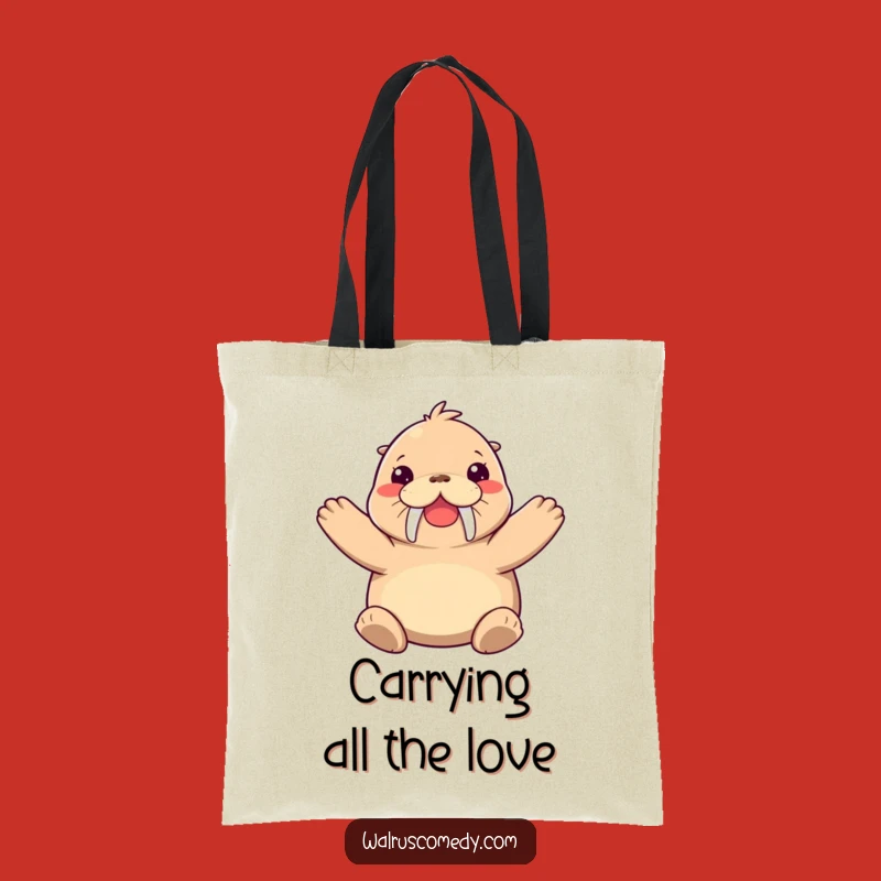 Funny Joyful Walrus Hug Tote Bag: Carry Good Vibes Everywhere