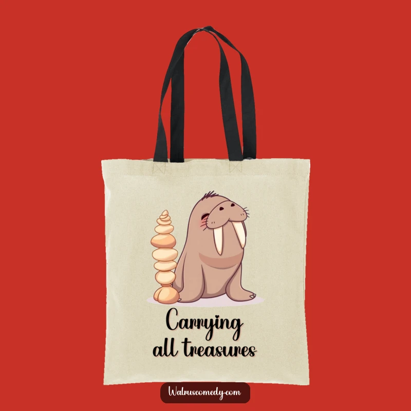 Funny Walrus Seashell Collector Tote Bag: Carry Your Treasures with Hilarious Style