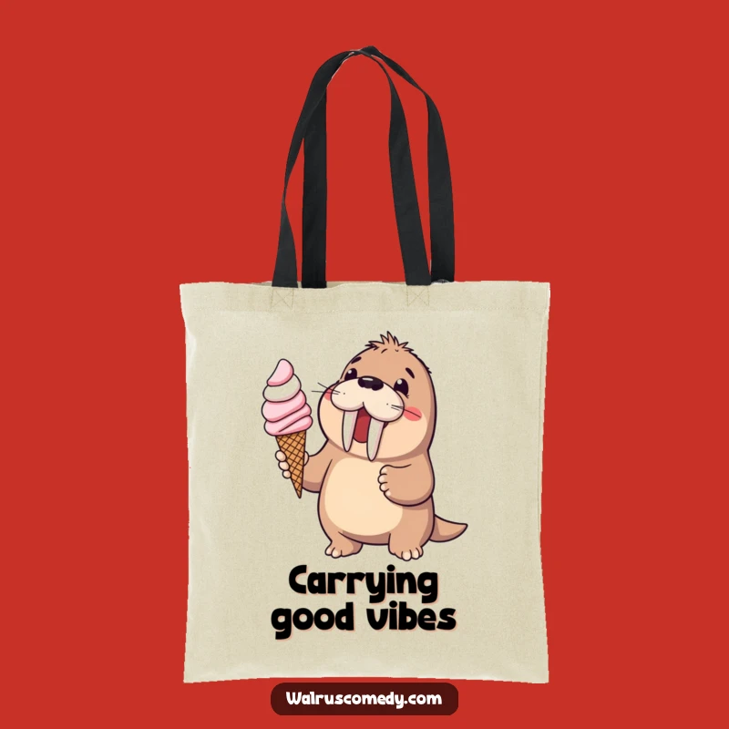 Funny Walrus Ice Cream Tote Bag: Carry Your Treats in Style, Chic Humorous Gift
