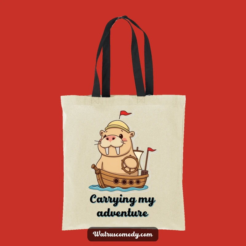 Funny Adventurous Walrus Ship Tote Bag: Carry Your Adventures