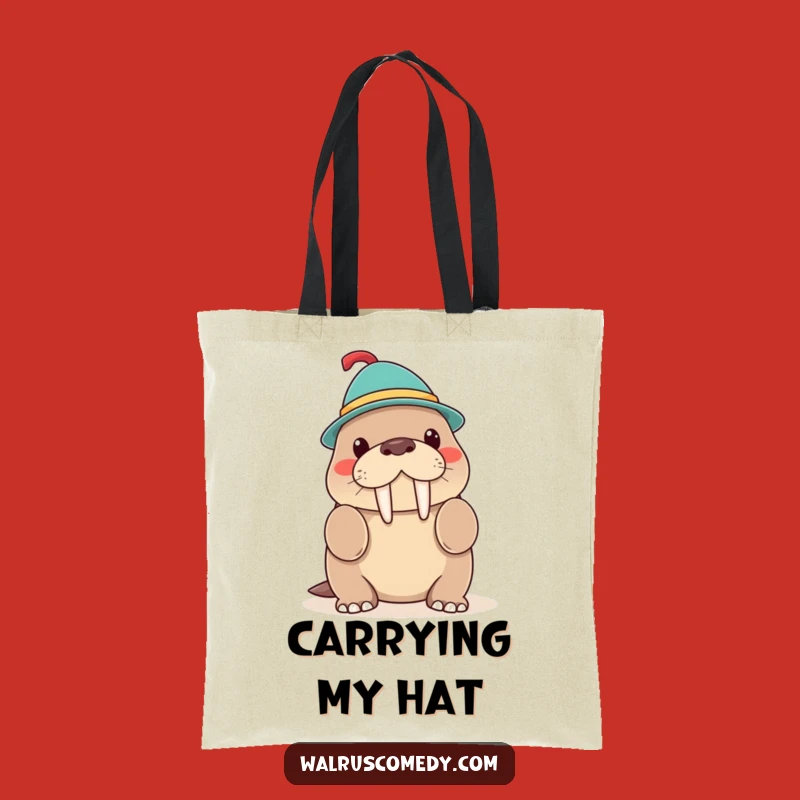 Funny Walrus Hat Trick Tote Bag, Carry Whimsy, Perfect Funny Gift