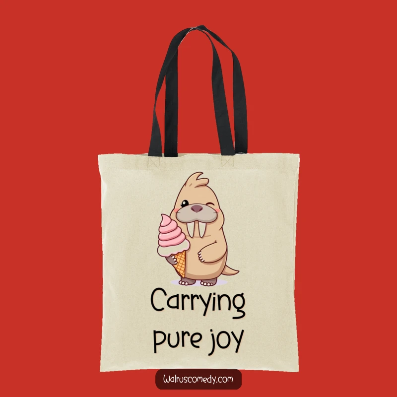 Funny Walrus Ice Cream Delight Tote Bag: Carry Your Treats with Hilarious Style