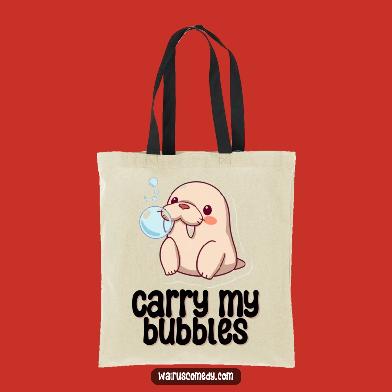 Funny Kawaii Walrus Bubble Tote Bag: Carry Your Giggles Funny Gift!
