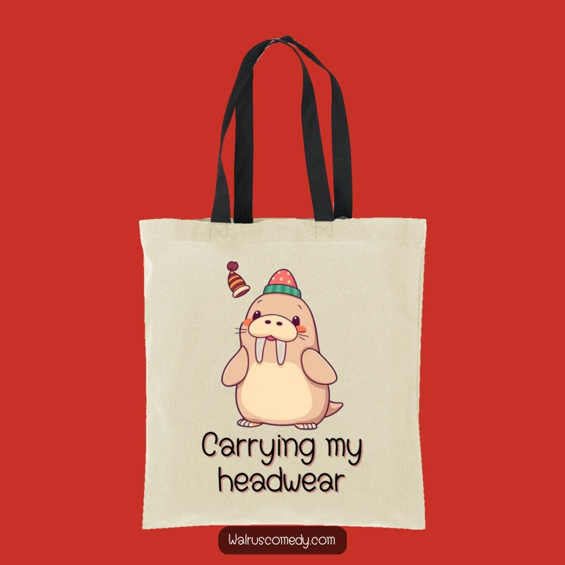 Funny Kawaii Walrus Hat Tusk Tote Bag - Whimsical Accessory, Hilarious Gift