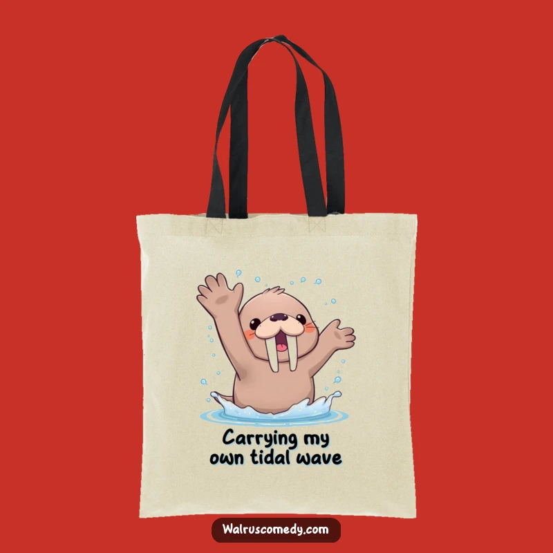 Funny Kawaii Walrus Splash Tote Bag - Cute Arctic Companion, Hilarious Gift