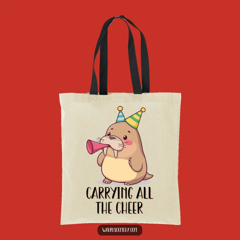 Funny Party Walrus Tote Bag - Celebration Essential, Perfect Funny Gift!