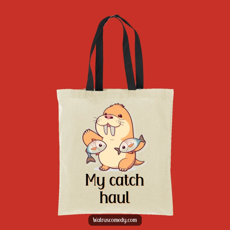 Funny Walrus Tote Bag - Juggling Fish Carrier, Great Gift for Shoppers