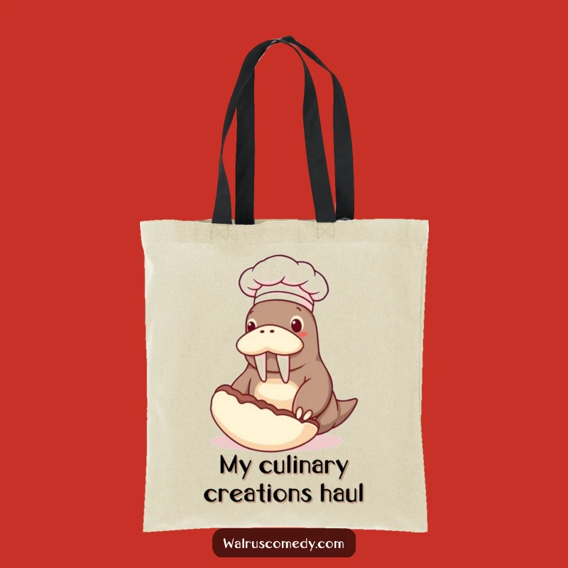 Funny Chef Walrus Tote Bag: Hilarious Grocery Hauler for Food Lovers Gift!