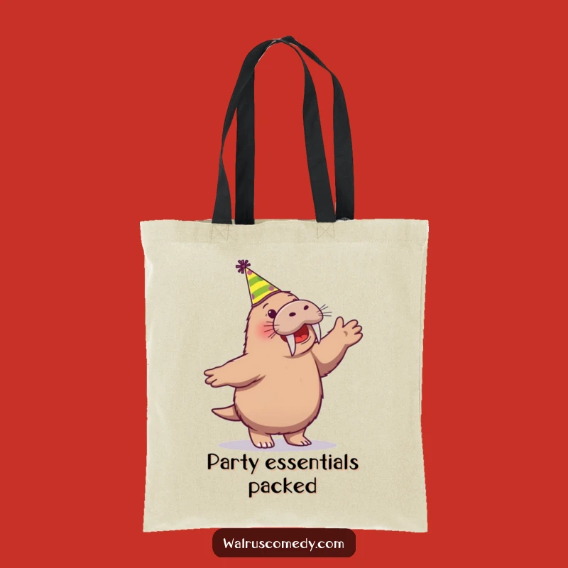 Funny Walrus Party Dance Tote Bag - Eco-Friendly Cartoon Walrus Carry-All, Funny Gift