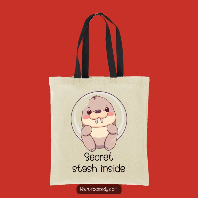 Funny Shy Walrus Tote Bag - Bubble Messenger, Chic Funny Gift